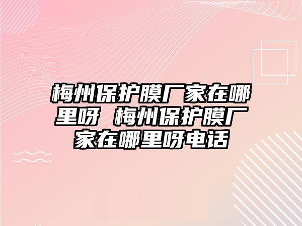 梅州保護(hù)膜廠家在哪里呀 梅州保護(hù)膜廠家在哪里呀電話