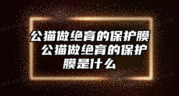 公貓做絕育的保護膜 公貓做絕育的保護膜是什么